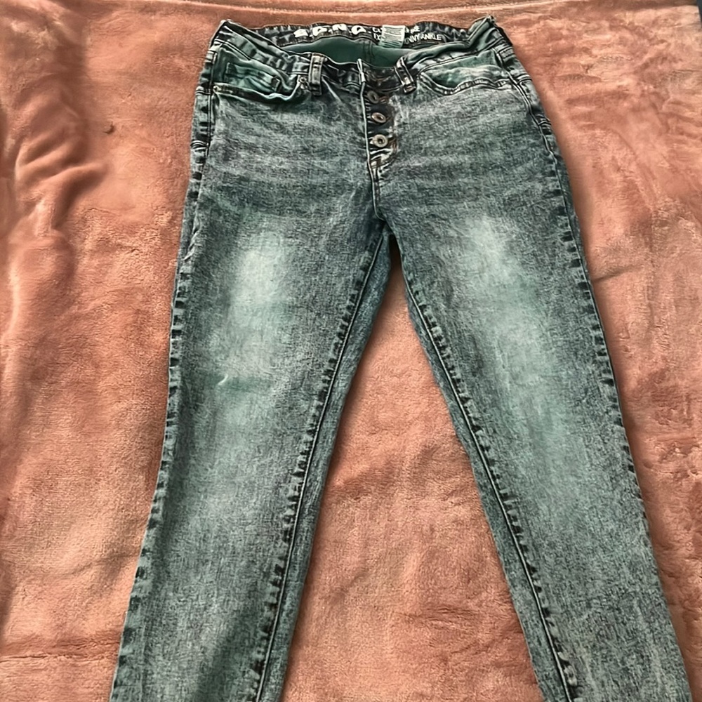 Dark washed curvy high rise jeans